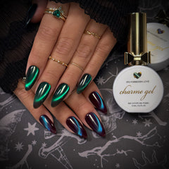 Charme Gel / Cat Eye E89 Haunting Melody Burgundy Maroon Blue Magnetic Shine Nail Polish Dark Halloween