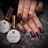 Charme Gel / Cat Eye E90 Dancing in the Dark Black Pink Dark Silk Magnetic Nail Polish Goth Punk Rock Vibe Fine Quality