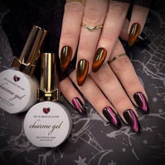 Charme Gel / Cat Eye E90 Dancing in the Dark Black Pink Dark Silk Magnetic Nail Polish Goth Punk Rock Vibe Fine Quality