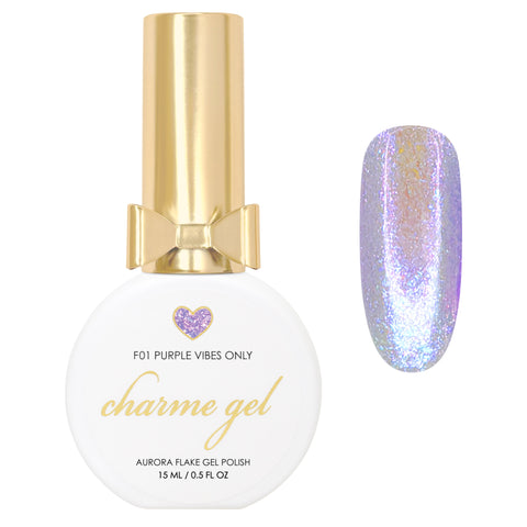 Charme Gel / Fairy Flakes F01 Purple Vibes Only  Shimmer Glitter Spring Easter Nail Polish