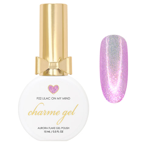 Charme Gel / Fairy Flakes F02 Lilac on My Mind Iridescent Shimmer / Spring / Easter / Glitter Nail Polish