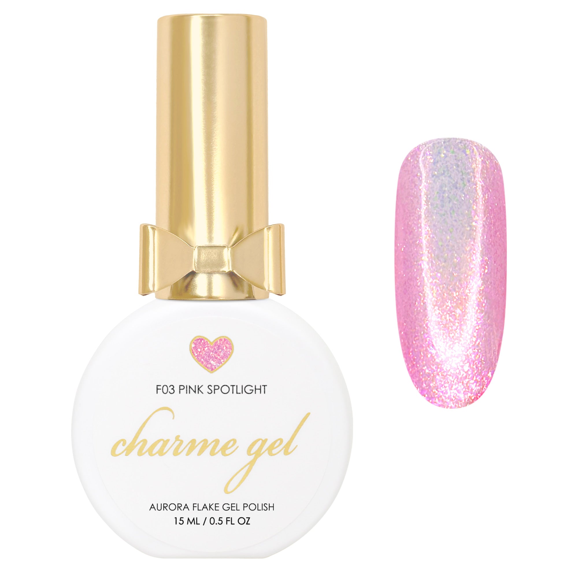 Charme Gel / Fairy Flakes F03 Pink Spotlight Nail Polish Shimmer / Spring / Glitter / Easter 