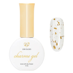 Charme Gel / Glitter G08 Gilded Gold Foil Flake Polish Topper Luxurious