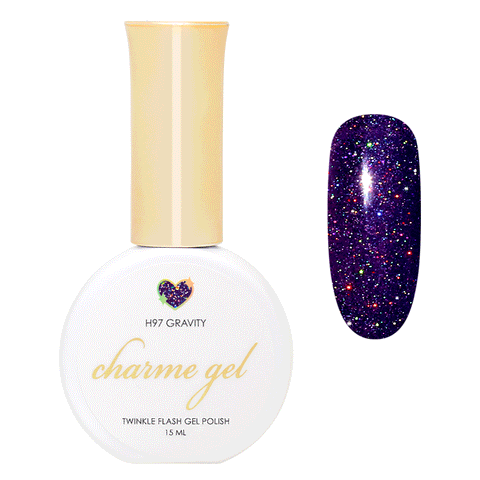 Charme Gel H97 Gravity | Dark Purple Holographic Twinkle Flash Gel