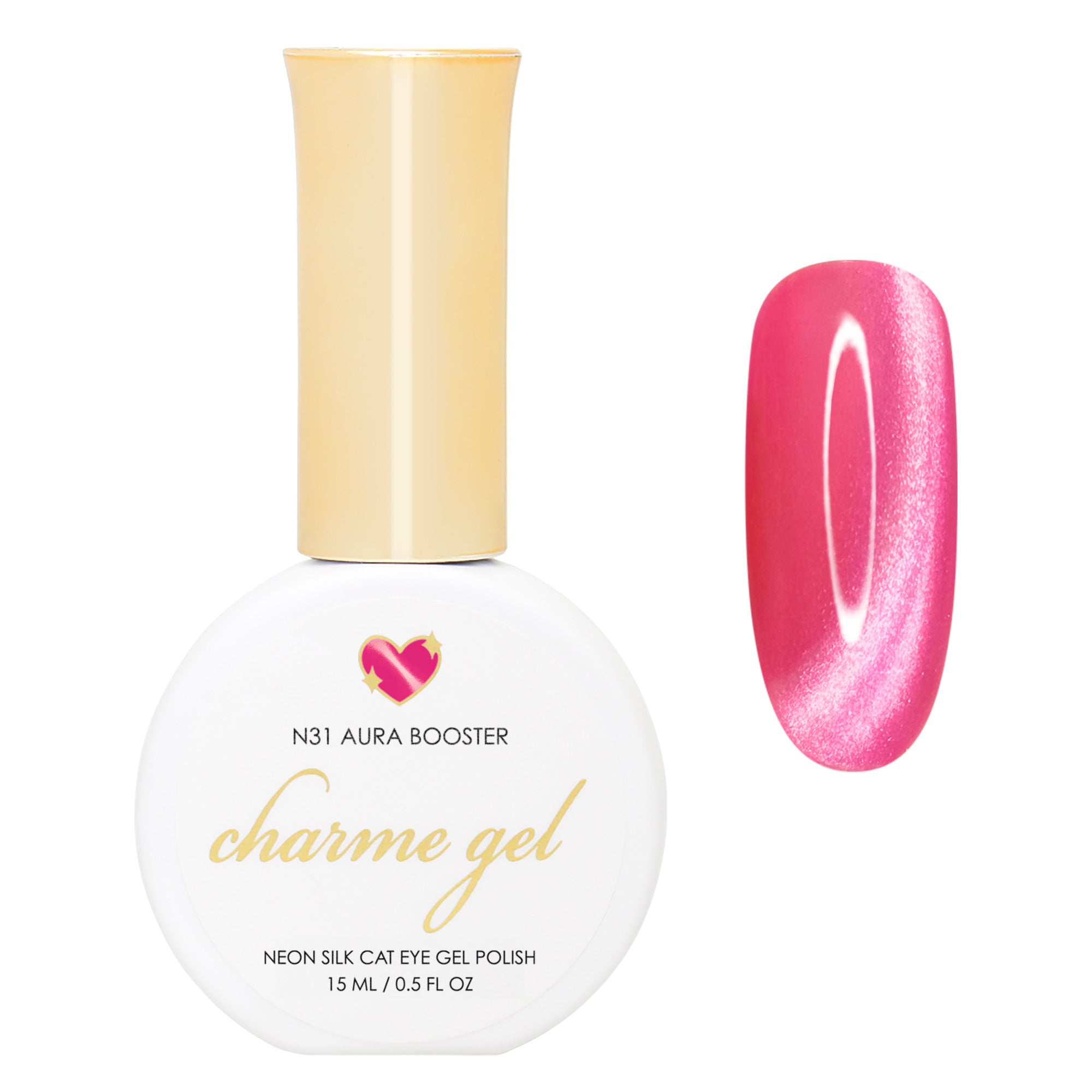 Charme Gel Nail Polish / Neon Cat Eye N31 Aura Booster Hot Ruby Pink Barbie Summer Rainbow