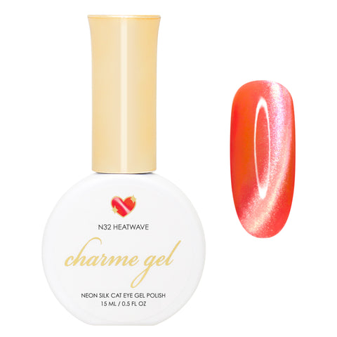 Charme Gel Nail Polish / Neon Cat Eye N32 Heatwave Orange Pink Vibrant Summer Rainbow