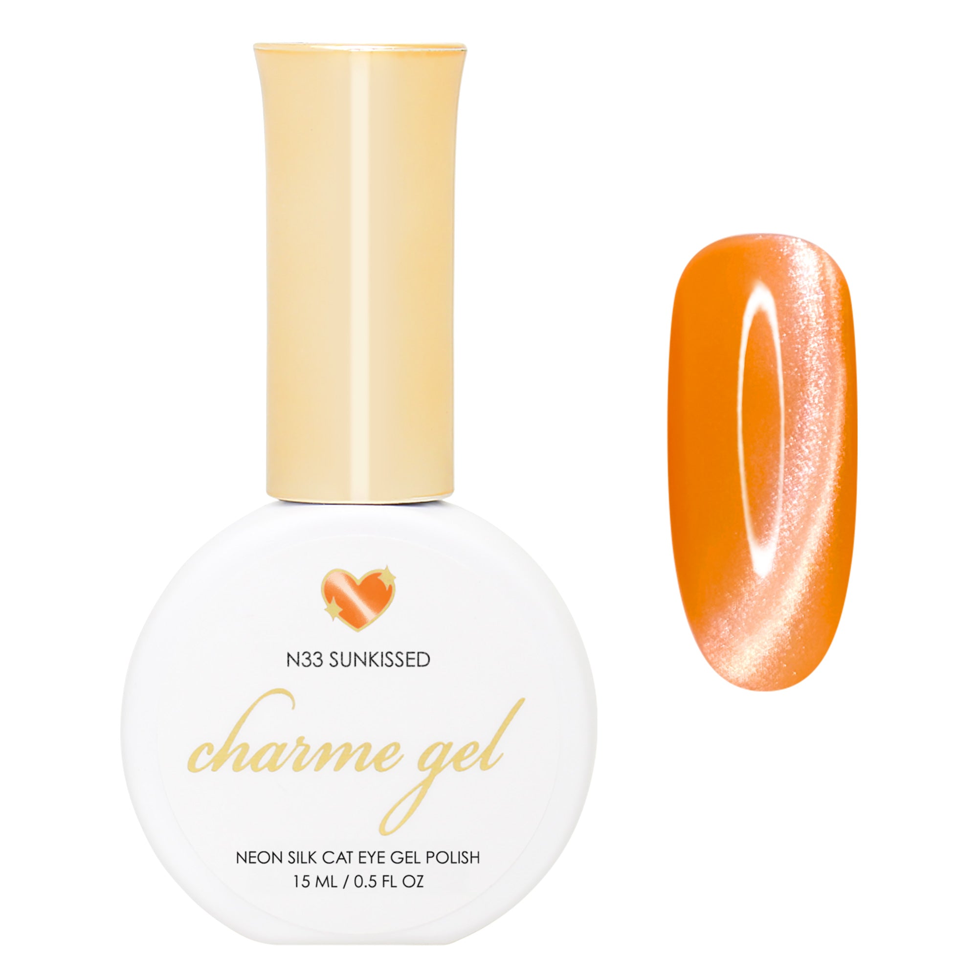 Charme Gel Nail Polish / Neon Cat Eye N33 Sunkissed Orange Fruit Summer Rainbow Pumpkin