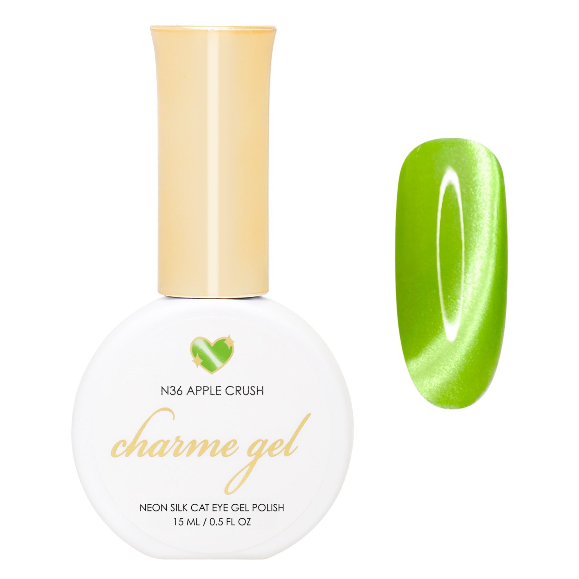 Charme Gel Nail Polish / Neon Cat Eye N36 Apple Crush Green Vibrant Summer Rainbow 