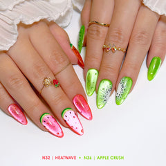 Charme Gel Nail Polish / Neon Cat Eye N36 Apple Crush Green Vibrant Summer Rainbow Kiwi Nails