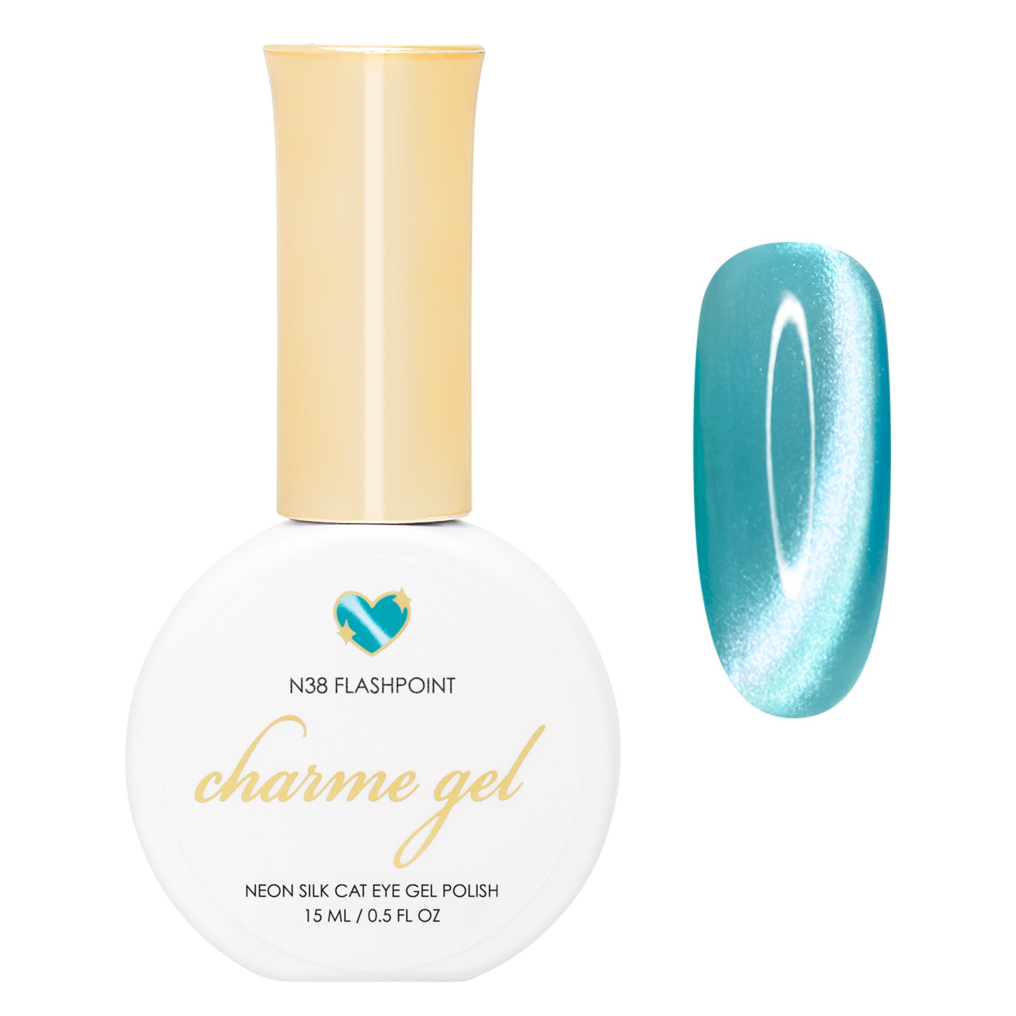 Charme Gel Nail Polish / Neon Cat Eye N38 Flashpoint Light Blue Aquamarine Ocean