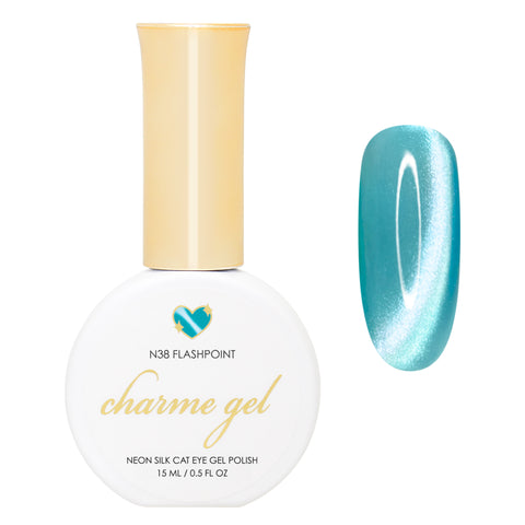 Charme Gel Nail Polish / Neon Cat Eye N38 Flashpoint Light Blue Aquamarine Ocean