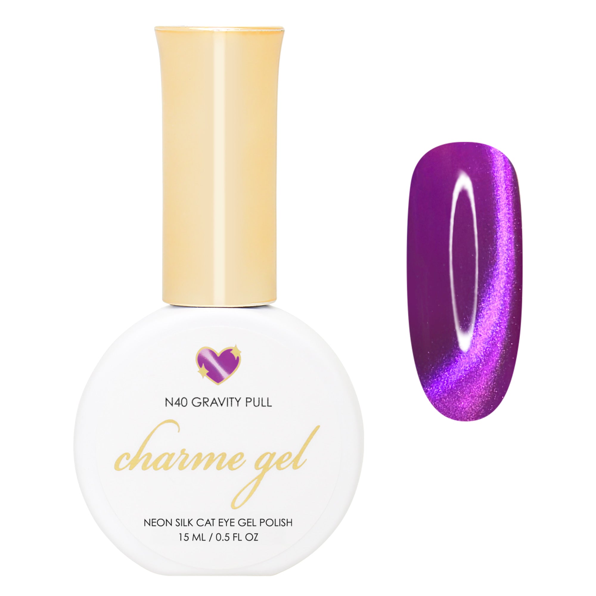 Charme Gel Nail Polish / Neon Cat Eye N40 Gravity Pull Purple Grape Summer Rainbow