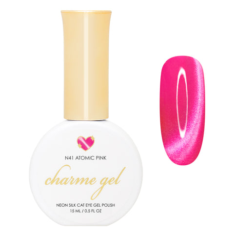 Charme Gel Nail Polish / Neon Cat Eye N41 Atomic Pink Hot Pink Fuchsia Summer Rainbow Barbie