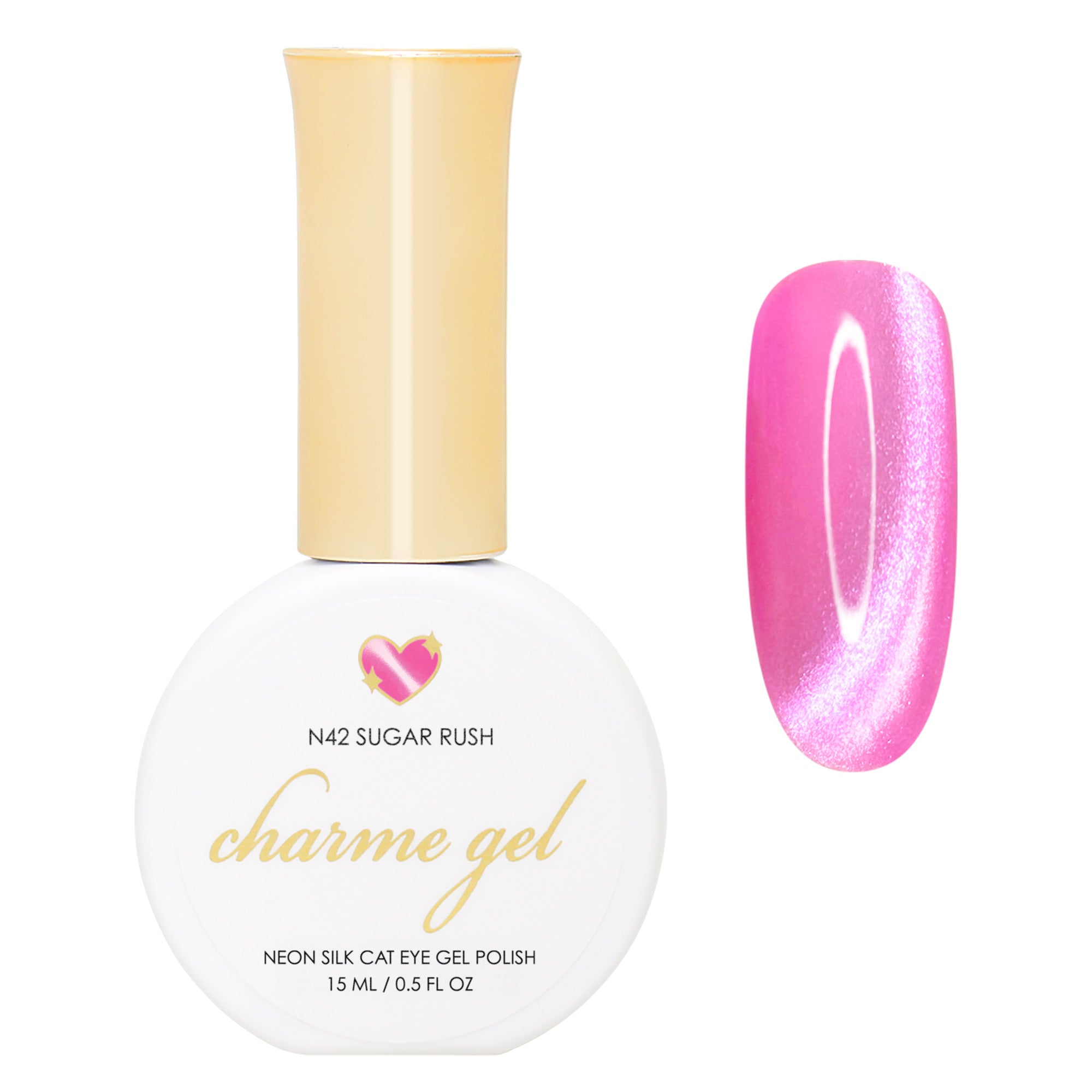 Charme Gel Nail Polish / Neon Cat Eye N42 Sugar Rush Light Pink Candy Summer Rainbow