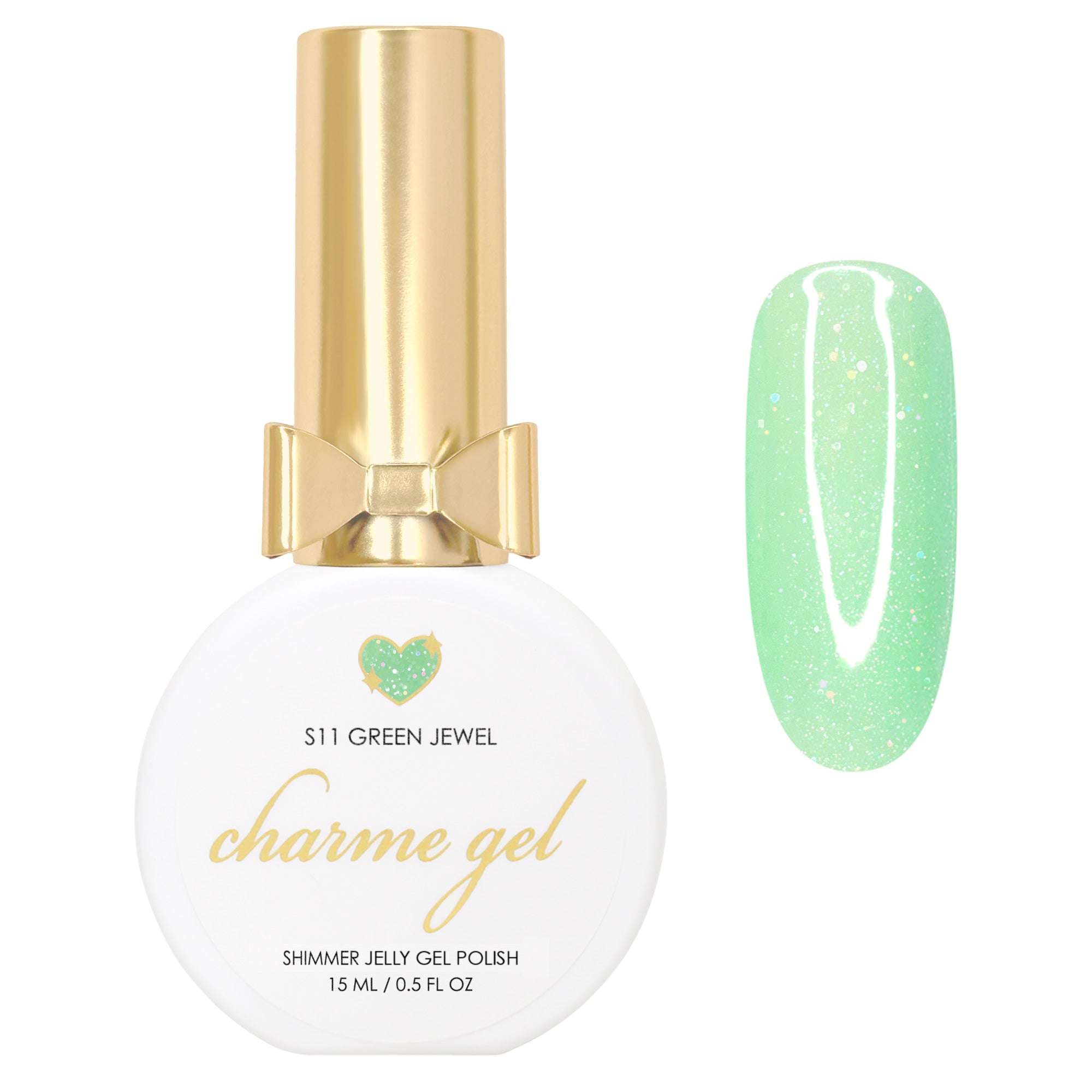 Charme Gel / Shimmer Jelly S11 Green Jewel Iridescent Holo Nail Polish Summer Style 2024 Fresh