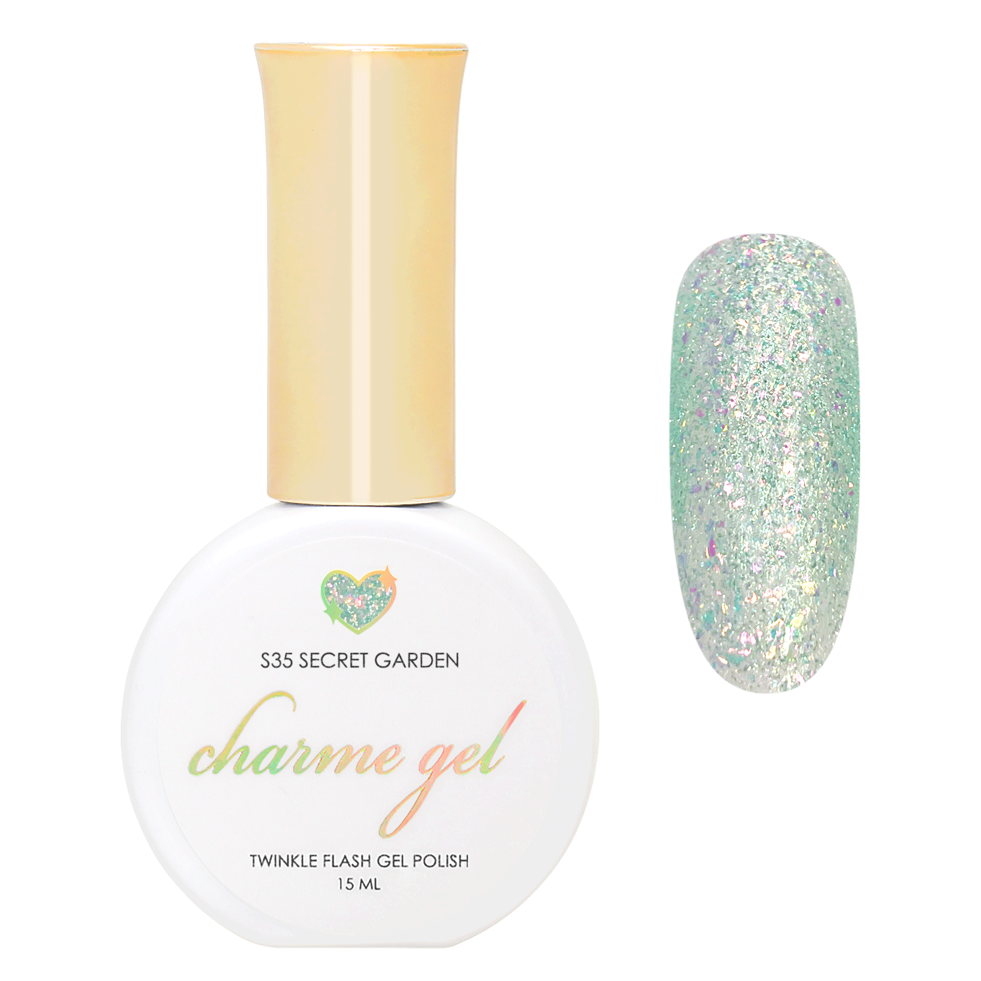 Charme Gel / Twinkle Shimmer S35 Secret Garden Green Flash Polish Mermaid