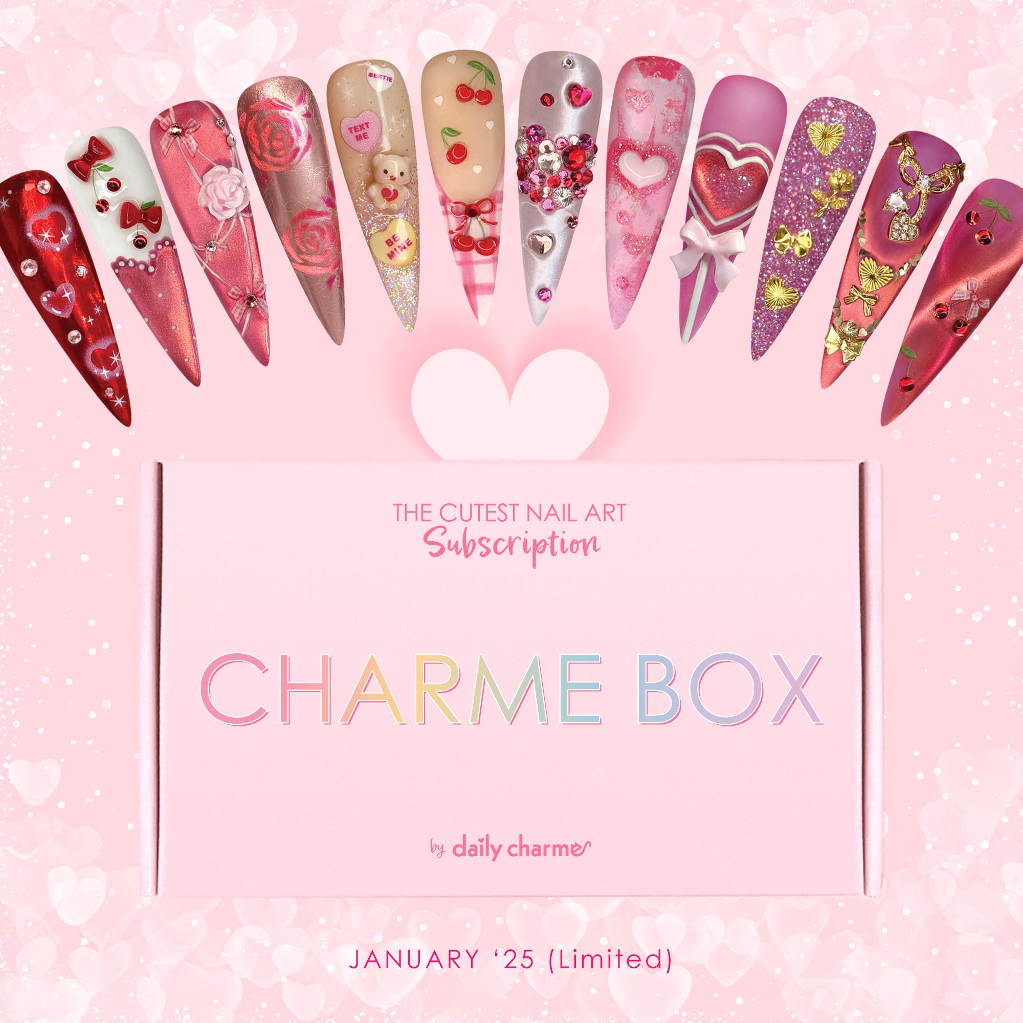 Charme Box Nail Art Mystery Subscription 2025 January Valentine