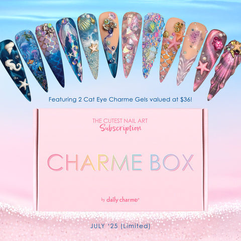 Charme Box Summer July 2025 / Under the Sea Themed Nail Art Subscription Cat Eye Gel Magnetic Gift Idea Nail Tech