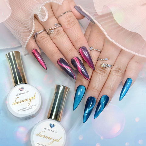 Charme Box Summer July 2025 / Under the Sea Themed Nail Art Subscription Cat Eye Gel Magnetic Gift Idea Nail Tech
