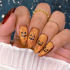 3D Cat Eye Pumpkin Nail Art Design Inspo Jack O Lantern Fall Halloween Trend
