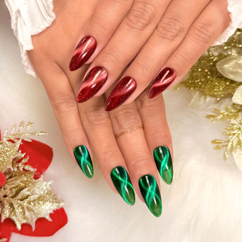 Charme Box / November Holiday 2025 / Christmas Winter Themed Nail Art Subscription Box Mystery Green Red Cat Eye Magnetic Gel Polish Cat Eye Gift Idea for Nail Lover