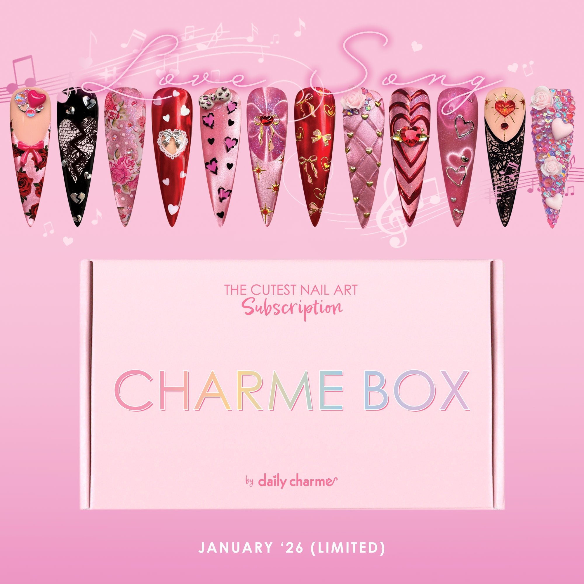 Charme Box Nail Art Supplies Gel Cat Eye Magnet Decors January 2026 / Valentine
