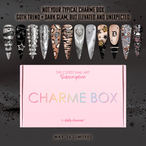 Charme Box Mystery Nail Art Subscription Gel Polish Cat Eye Goth Punk May 2026 / Rockstar Themed