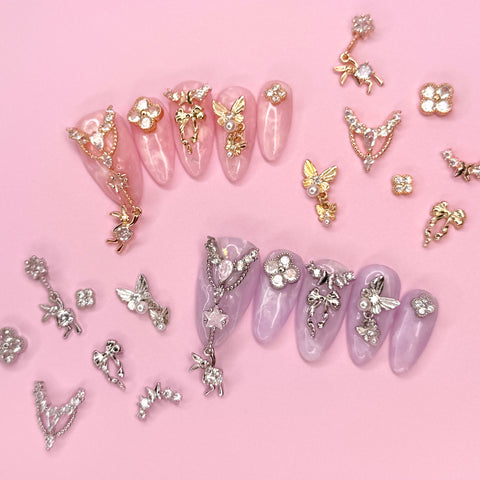 Nail Jewelry Charm Cute Bow Silver Coquette Aesthetic Cute Trend