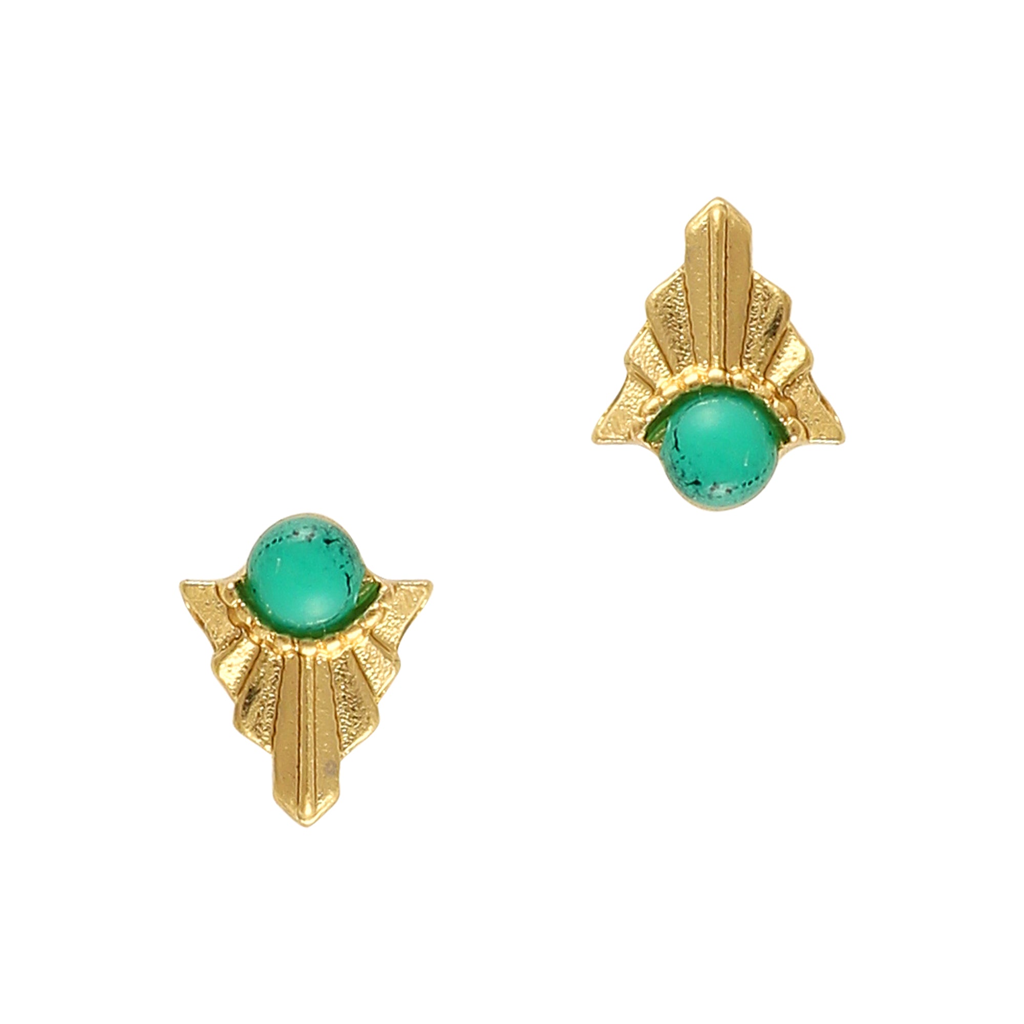 Art Deco Round Turquoise Gem / Gold Nail Charm Jewelry 3D Decor