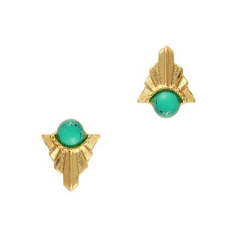 Art Deco Round Turquoise Gem / Gold Nail Charm Jewelry 3D Decor