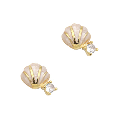 Twinkle Enamel Seashell Shell Mermaid / Gold Summer Nail Charm Jewelry Decor 3D Crystal