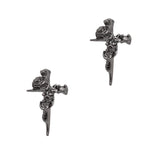 Withering Rose Cross Gunmetal Nail Art Charm Jewelry Goth