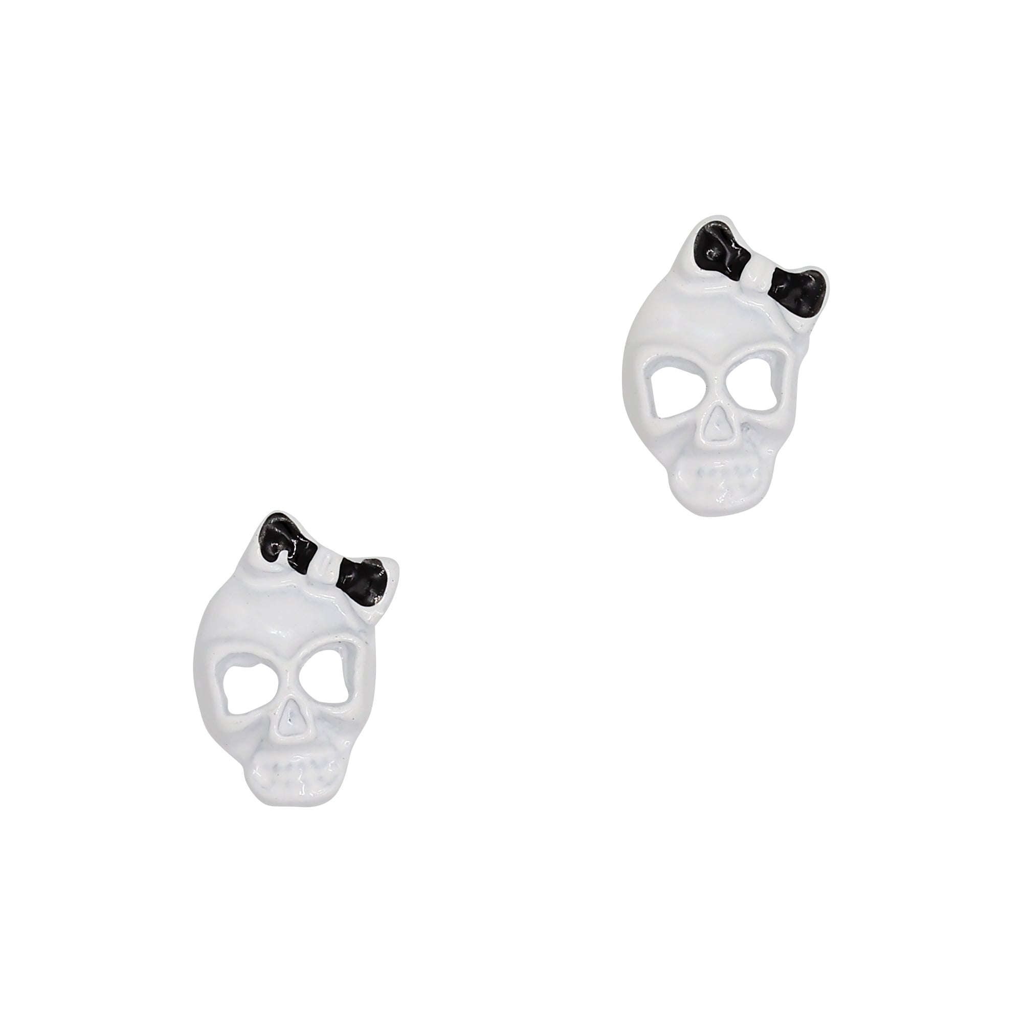 3D Halloween Nail Charm Jewelry Sweetie Skull / White Coquette Bow Black