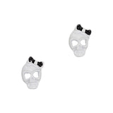 3D Halloween Nail Charm Jewelry Sweetie Skull / White Coquette Bow Black