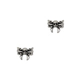 Tiny Halloween Nail Charm Dainty Skull Bow / Silver Vintage Coquette Cute