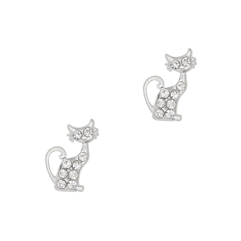 3D Nail Charm Jewelry Halloween Cat / Silver Clear Crystal Cute Cat Lover Musthave Decor