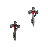Edgy Gothic Nail Charm 3D Serpent Cross / Gunmetal / Ruby Red