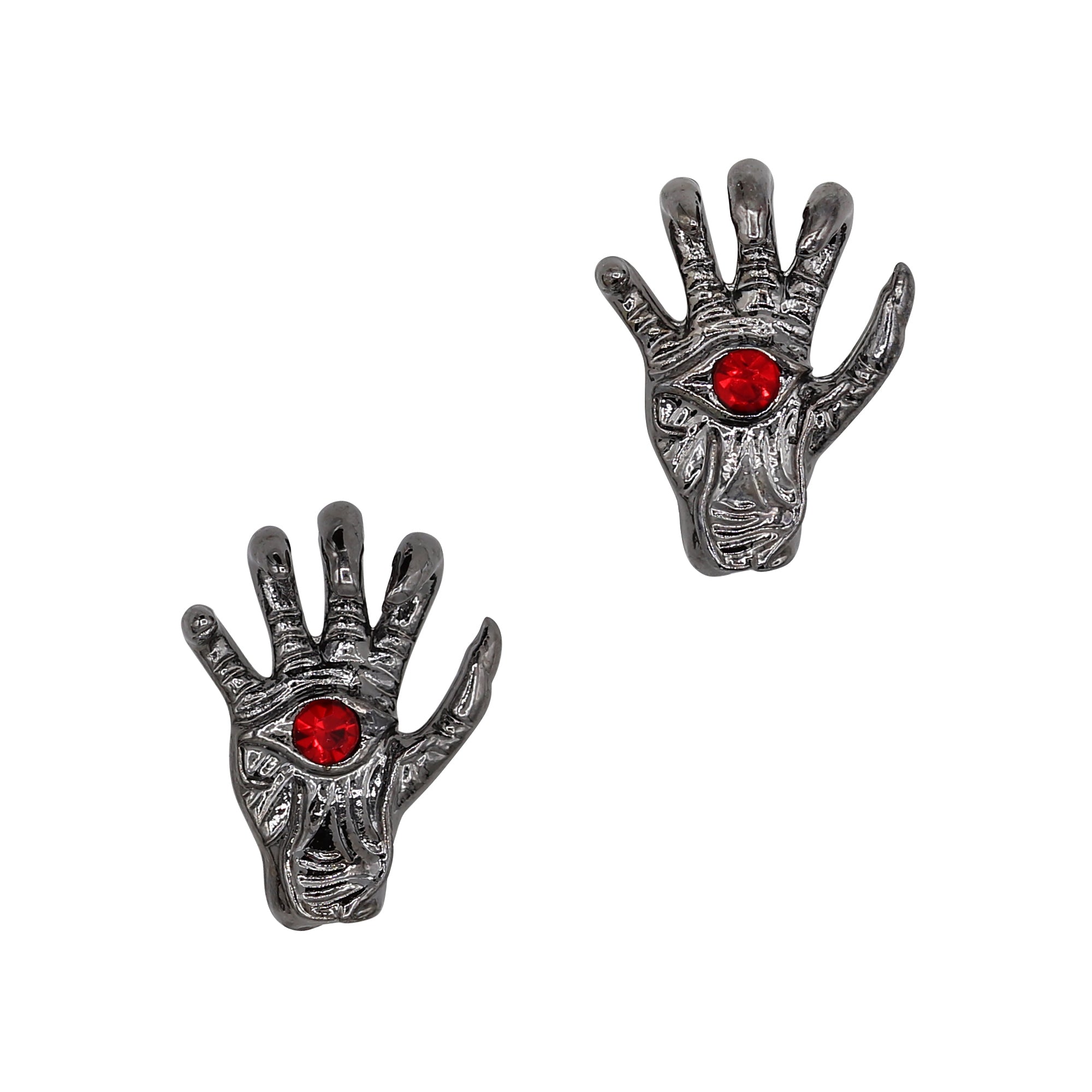 Gothic Nail Charm Halloween 3D Ghoul Seeing Hand / Gunmetal / Ruby Red
