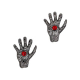 Gothic Nail Charm Halloween 3D Ghoul Seeing Hand / Gunmetal / Ruby Red