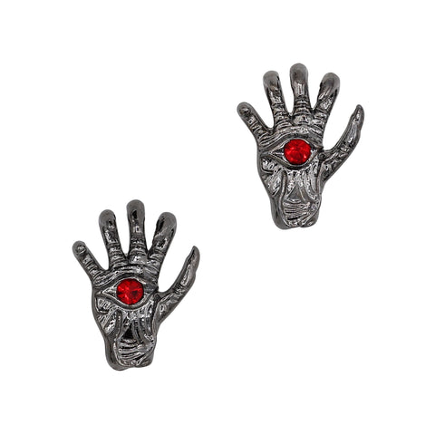 Gothic Nail Charm Halloween 3D Ghoul Seeing Hand / Gunmetal / Ruby Red