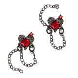 Halloween Nail Charm Chain Shackled Heart / Gunmetal / Ruby Red Crystal