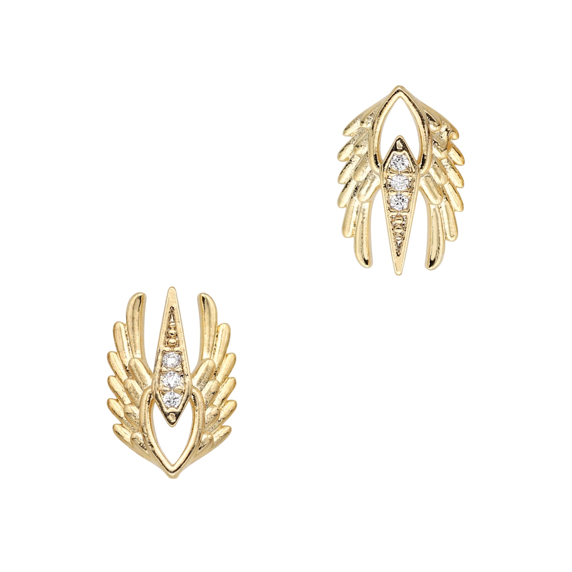 Winged Sigil / Zircon Charm / Gold Nail Art Jewelry Quality Metal Parts Decor