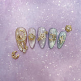 Crystal Moon / Zircon Charm / Gold Galaxy Celestial Nail Jewelry Decor Good Quality