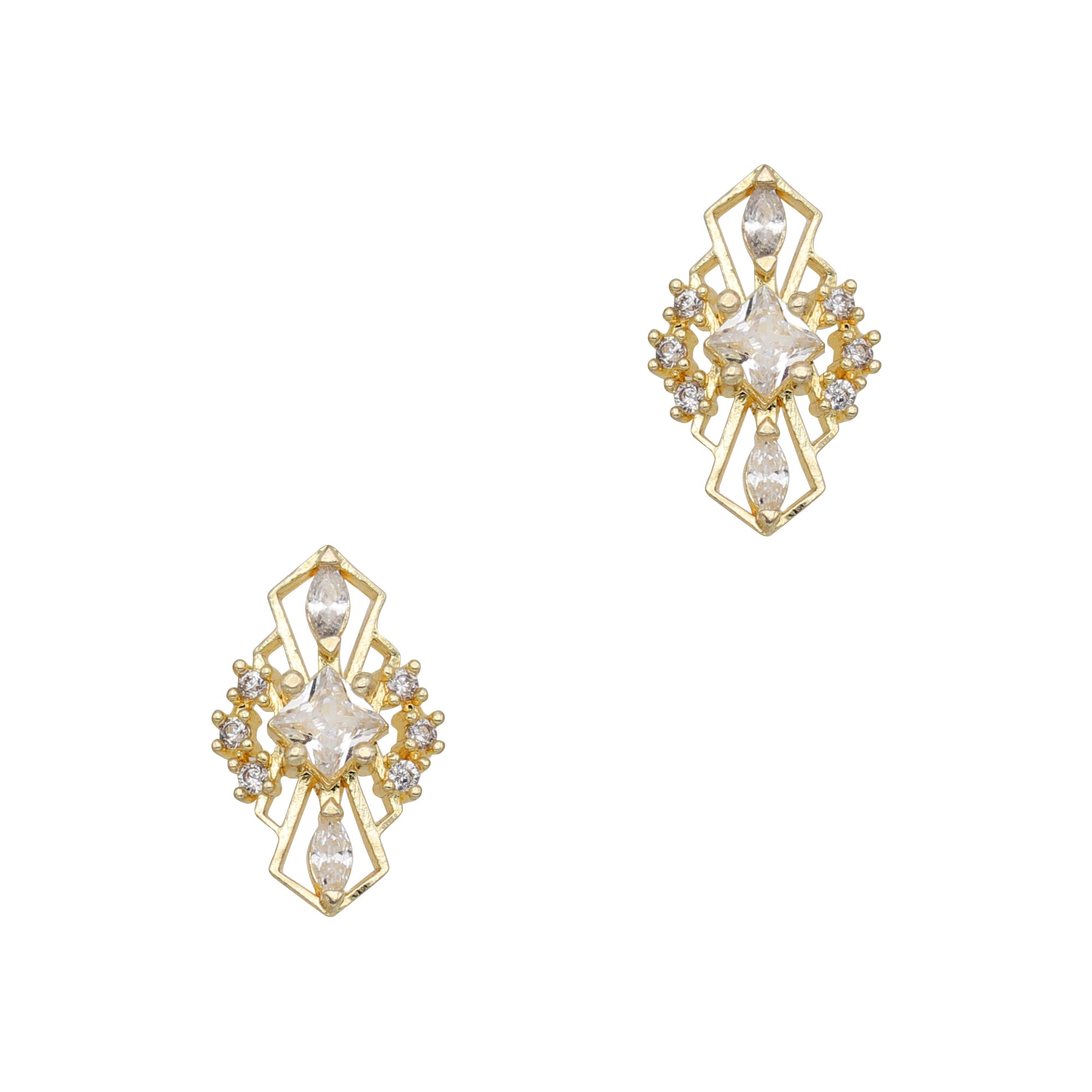 Deco Shield / Zircon Charm / Gold Nail Jewelry Art Deco Style Trendy