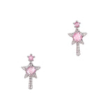 Star Wand / Zircon Charm / Silver / Pink Nail Art Decor Jewelry Dreamy