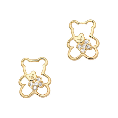 Lovely Teddy Bear / Zircon Charm / Gold Cute Nail Jewelry Valentine's Day
