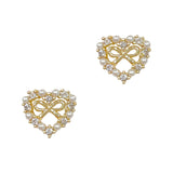 Embedded Bow Heart Frame / Zircon Charm / Gold Coquette Nail Trend