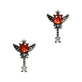 Dark Fairy Wand / Zircon Charm / Gunmetal / Orange Nail Jewelry 3D