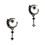 Sun and Moon Dangle / Zircon Charm / Gunmetal Nail Jewelry 3D Art Goth Cool Black