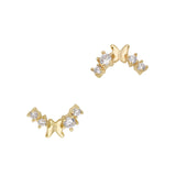 Nail Decor 3D Butterfly Tiara / Zircon Charm / Gold French Tip Nail Design